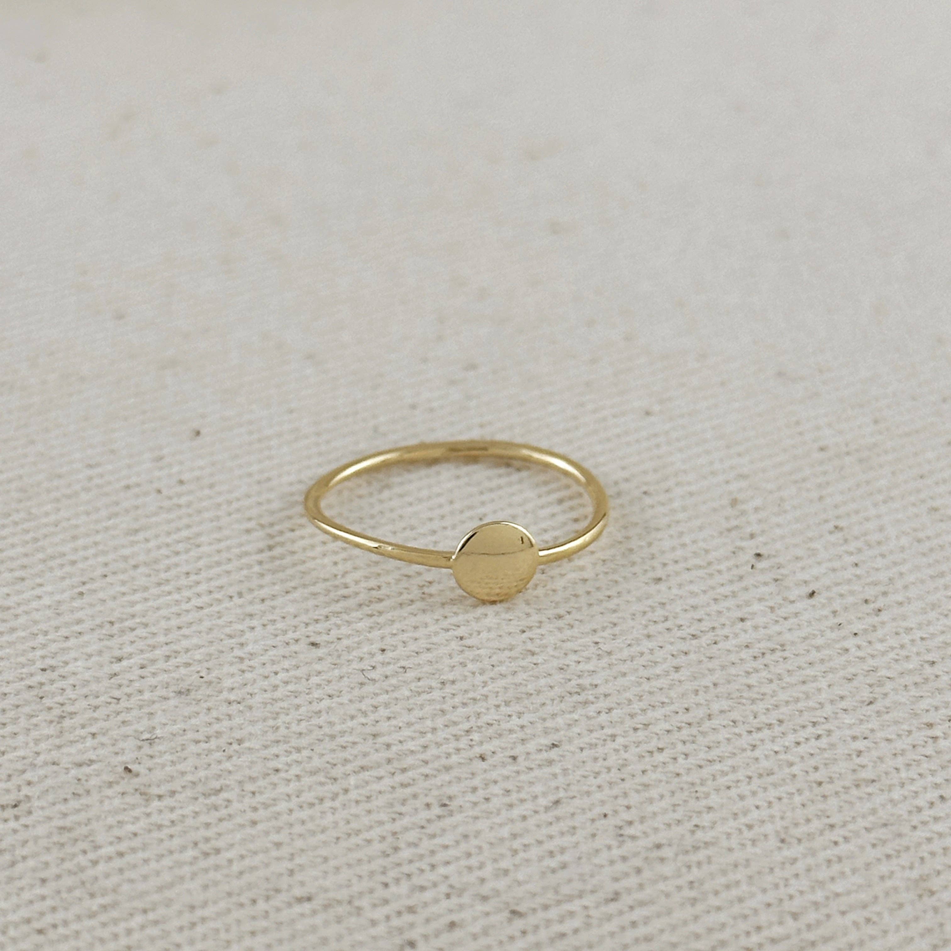 18k Gold Filled Slim Flat Disc Ring