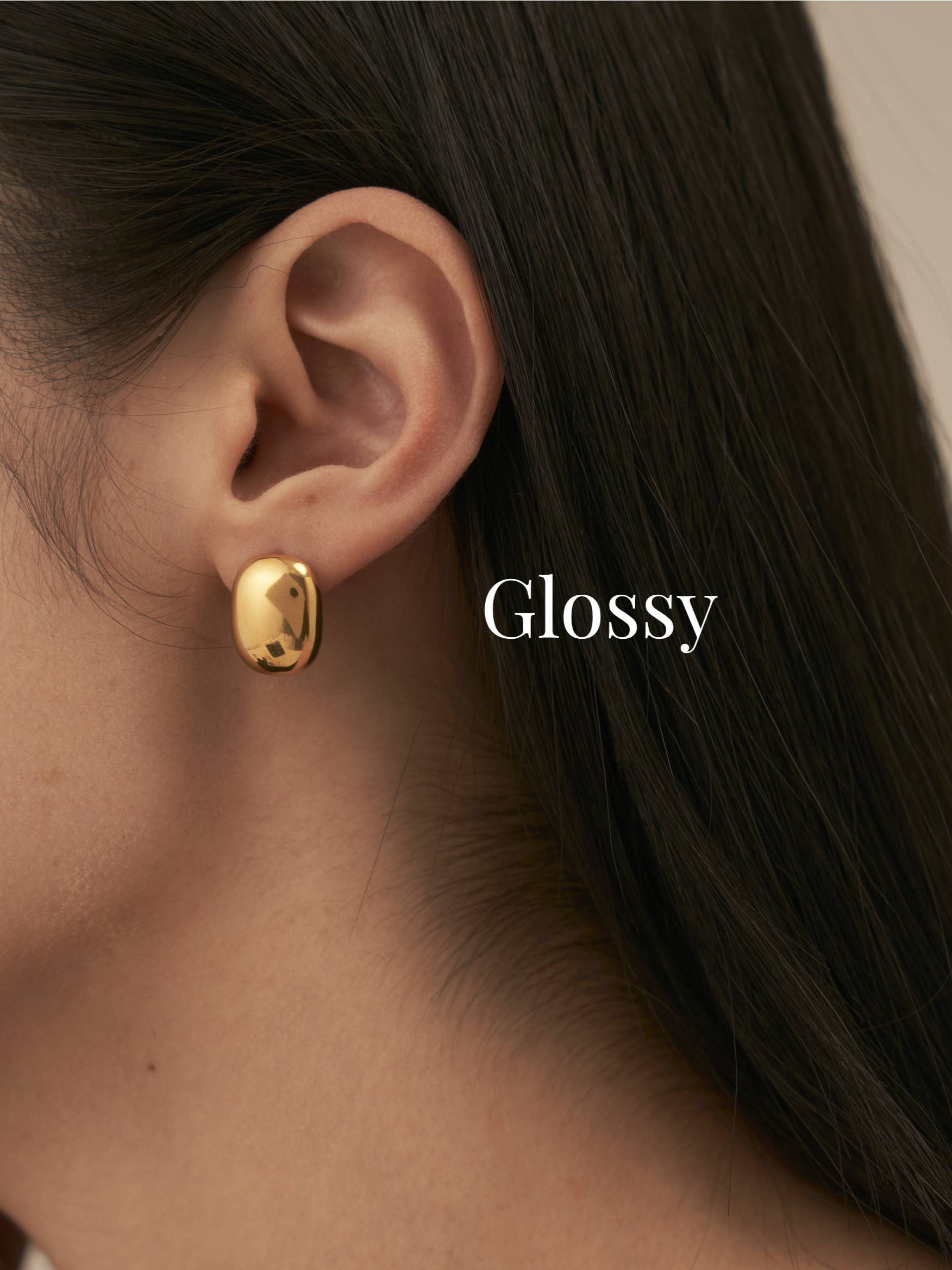Gold Plated Matte Stud Earring, Glossy Square Stud Earrings