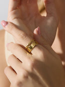 18K Gold Chunky Double Band Ring