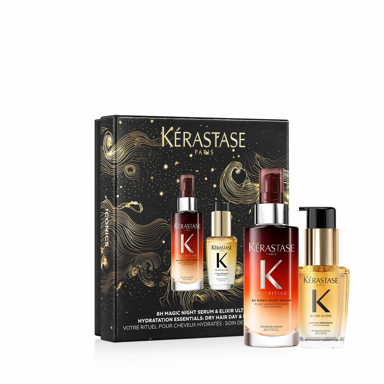 Kerastase Nutritive 8H Magic Night Serum & Elixir Ultime Hair Oil Luxury Duo Holiday Gift Set